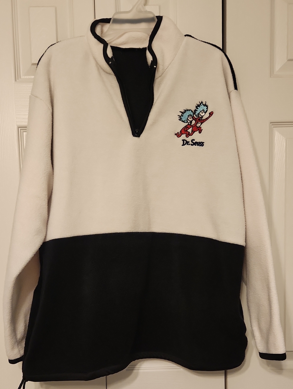 Dr. Seuss Thing 1 And Thing 2 Two-Tone Color Block Vintage Pullover Quarter Zip
